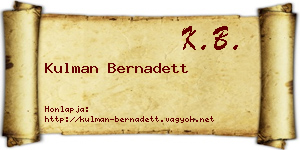 Kulman Bernadett névjegykártya